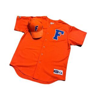 University Of Florida UF Gators Vintage 90s USA Made Baseball Jersey & Hat